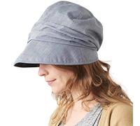 Chapeau Femme Soleil Ete Coton Bio - Casquette Gavroche Chimio À Bord Large Protection SPF Marine