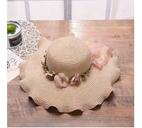 Chapeau Femmes De Paille Avec Ruban De Fleurs FUNMOON - Collection Gorros - Beige