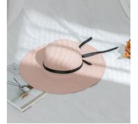 Chapeau Femmes De Paille Été Brodé Protection Solaire Large Bord La Plage - FUNMOON - 580141 - Rose 02 - 56-58cm