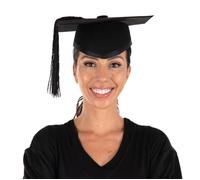 P'TIT CLOWN - 10059 - Chapeau Feutre Étudiant - Adulte - Coiffe de Diplômé - Toque Tenue Remise Diplôme - Graduation Hat - Déguisement Carnaval, Fête Costumée, Évènement à Thème - Taille Unique - Noir