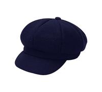 Chapeau français pour garçons et femmes chapeau automne et hiver chaud mode laine béret peintre chapeau dôme chapeau tête casquette avec boutons, bleu marine, Taille unique