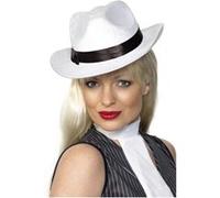 Chapeau gangster blanc velours - Déguisements et fêtes Blanc G