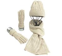 Chapeau Gants Écharpe Ensemble pour Femmes Dames Filles Doux Chaud Bonnet Tricoté Bonnet Long Écharpe 3 en 1 Hiver Épais Ensemble pour Promenade en Plein Air Faire des Achats Ski Pêche Camping