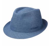 Chapeau Geneva Trilby en Lin bleu-moucheté 63 cm