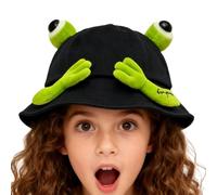 Chapeau Grenouille,Drôle Chaud Accessoire Dessin Animé | Chapeau de Pêcheur Animal - pour Randonnée Fête Hiver Automne Nouvel An Quotidien Vacances Anniversaire, Noir , L