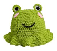 Chapeau Grenouille Mignon Pour Femme, Tissé À Main, Chapeau De Pêcheur Décontracté, Chapeau Tricoté Au Crochet, Bonnet Tricoté À Gros Yeux, Chapeau À Volants Tendance Pour Femmes Adultes Filles
