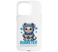 Chapeau Grenouille Mignon pour sensibiliser au diabète et Chat Bleu Coque pour iPhone 15 Pro Max