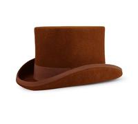 Chapeau haut-de-forme 100 % feutre de laine pour homme traditionnel fait à la main avec doublure en satin, marron, L