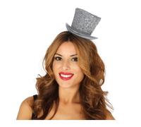 Chapeau haut-de-forme à paillettes mini dames argent - FIESTAS GUIRCA
