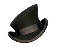 Chapeau Haut-de-Forme Asymétrique Unisexe - Punk à Vapeur - Haut de Gamme en Laine et Cuir - Ruban Décoratif - Pour Hiver - Noir, Taille Unique