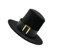 Chapeau haut-de-forme avec boucles dorées et ruban noir pour adultes et enfants