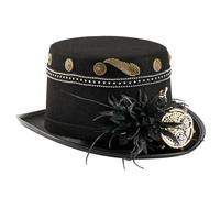 Chapeau haut-de-forme avec engrenage clouté sur le thème de l'âge industriel sombre Cosplay Punk Costume Accessoires Unisexe Chapeau gothique