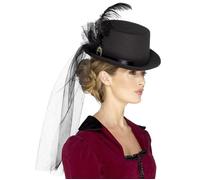Chapeau haut de forme avec voile femme Steampunk