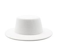 Chapeau Haut de Forme Chapeaux feutrés for garçons et filles, casquettes de Jazz à dessus plat, chapeaux robe formelle, automne hiver(WHITE)