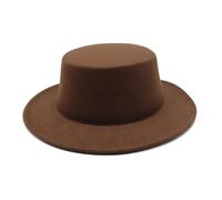 Chapeau Haut de Forme Chapeaux feutrés for garçons et filles, casquettes de Jazz à dessus plat, chapeaux robe formelle, automne hiver(Coffee)