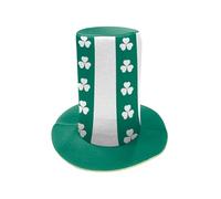 Chapeau haut-de-forme de leprechaun vert de luxe pour adulte - Accessoires de St Patrick - Chapeau en velours - Taille unique - Accessoire de déguisement irlandais pour homme et femme (taille unique)