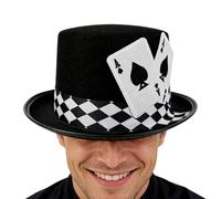 Chapeau Haut De Forme De Magicien - Motif Cartes À Jouer - Chapeau Pour Spectacle De Fête,Pour Animateurs Professionnels Professeurs Théâtre Organisateurs Fêtes Cosplayeurs Spectacles Halloween Pièces