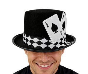 Chapeau Haut De Forme De Magicien,Motif De Cartes À Jouer - Chapeau De Scène Pour Adultes | Pour Animateurs Professionnels Professeurs Théâtre Organisateurs Fêtes Cosplayeurs Spectacles Halloween Pièc