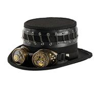 Chapeau haut-de-forme de style industriel avec lunettes articulées et chaîne en métal pour Halloween, spectacles, accessoire gothique victorien