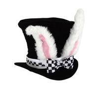 Chapeau haut-de-forme d'oreille de lapin - Chapeau fantaisie lapin blanc en velours | Chapeur d'oreille de lapin de Pâques en peluche pour adultes, Chapelier Fou Lapin, Accessoire de fête parfait pour