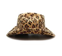 Chapeau haut de forme élégant de style occidental Fedoras à large bord avec motif animal pour femmes et hommes unisexe vintage fête couvre-chef tendance, imprimé léopard, Taille unique