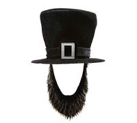Chapeau haut-de-forme en peluche avec barbe pour Halloween, accessoires de costume de pirate amusant, taille adulte, bandeau réglable, chapeau de pirate d'Halloween avec barbe