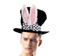 Chapeau haut de forme en velours - Casque de costume d'oreille de lapin, Vêtements de de magicien rétro Mode Steampunk | Accessoire de fête polyvalent à faire soi-même, pour les spectacles de s