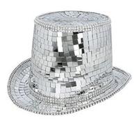 CHAPEAU HAUT-DE-FORME FACETTES DISCO ARGENT ADULTE