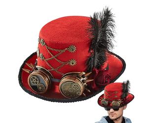 Chapeau Haut De Forme Gothique Avec Chaîne De Lunettes, Décoration, Chapeau De Costume Steampunk Pour Adultes Et Adolescents, Époque De La Révolution Industrielle, Design Victorien, Insolite, ,