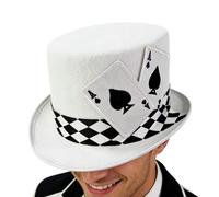 Chapeau haut-de-forme imprimé carte à jouer - Chapeau de performance sur scène - Pour artistes professionnels, théâtre, enseignants, planificateurs de fête, cosplayers, Halloween, spectacles de scène