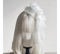 Chapeau haut de forme Lolita en dentelle douce faite à la main pour fille - Épingles à cheveux - Pour cosplay, fête - Blanc