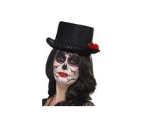 Chapeau Haut De Forme Noir Jour Des Morts Avec Roses Rouges - Noir - Taille Unique roses G