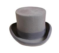 Chapeau haut de forme plat en laine pour homme - Polyvalent - Magicien - Sangle cylindrique - Steampunk - Unisexe - Élégant, gris, S