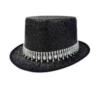 Chapeau haut-de-forme pour femme, unisexe brillant avec strass | Chapeaux de fête brillants pour spectacles de magie, fêtes, carnavals, mascarades, spectacles