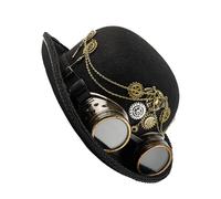 Chapeau haut-de-forme punk avec lunettes amovibles et engrenages en métal pour fêtes costumées, Halloween, cosplay, événement, accessoires de costume victorien