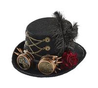 Chapeau Haut de Forme Steampunk,Lunettes Vintage Haut-de-Forme Gothique - Couvre-chef Réglable pour Fêtes Renaissance Cosplay Ados Femmes Hommes Adultes