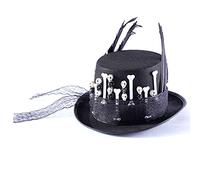 Chapeau haut de forme vaudou noir à plumes squelette gothique steampunk sorcière Halloween pour festival célébrations vaudou chapeaux haut de gamme pour homme