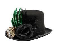 Chapeau haut-de-forme victorien en laine avec lunettes squelette pour carnaval, cosplay, événement, célébration, Halloween, accessoires gothiques avec lunettes