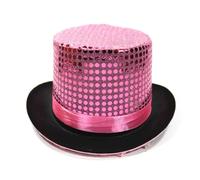 Chapeau haut de style britannique - Chapeau de jazz - Chapeau de sorcier - Chapeau à paillettes - En soie de pluie, Rose, taille unique