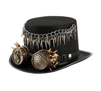 Chapeau haut victorien taille réglable punk avec lunettes pour Halloween, fête et festival, déguisement, lunettes steampunk avec rivets