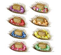 Chapeau hawaïen Beachcomber - Chapeau de paille avec fleurs multicolores - Adulte Homme Femme Hawaï Tropical Hula Luau Summer Beach Party Déguisement Accessoire