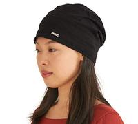 Chapeau Homme 100% Coton Leger - Bonnet Chimio Femme Ete Souple Slouchy Beanie Hat Protection Cheveux Nuit Noir L