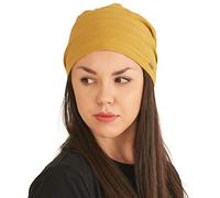 Chapeau Homme 100% Coton Leger - Bonnet Chimio Femme Ete Souple Slouchy Beanie Hat Protection Cheveux Nuit Mustard M