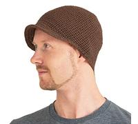 Chapeau Homme Bonnet À Visiere - Casquette Femme Hiver 100% Coton Crochet Calot Crâne avec Bord Kufi Chimio À Rebord Abat-Jour Style Surfeur Plage Brun