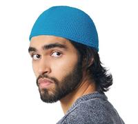 Chapeau Homme Bonnet Court Islam - Kufi Beanie Crane Chauve en Coton Elastique Skull Cap Mode Ajusté Fait À La Main en 2 Tailles Turquoise