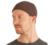 Chapeau Homme Bonnet Court Islam - Kufi Beanie Crane Chauve en Coton Elastique Skull Cap Mode Ajusté Fait À La Main en 2 Tailles Marron Clair
