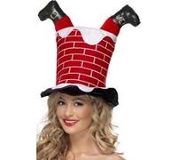 Smiffys Chapeau Père Noël coincé dans la cheminée, Rouge Halloween