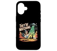 Chapeau humoristique en aluminium UFO Chicken Area 51 UAP Coque pour iPhone 16