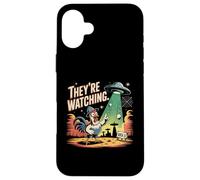 Chapeau humoristique en aluminium UFO Chicken Area 51 UAP Coque pour iPhone 16 Plus