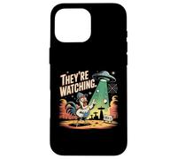 Chapeau humoristique en aluminium UFO Chicken Area 51 UAP Coque pour iPhone 16 Pro Max